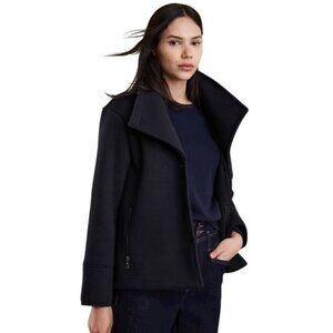 Banana Republic BRUSHED TWILL Knit MOTO JACKET coat lined preppy navy women’s L